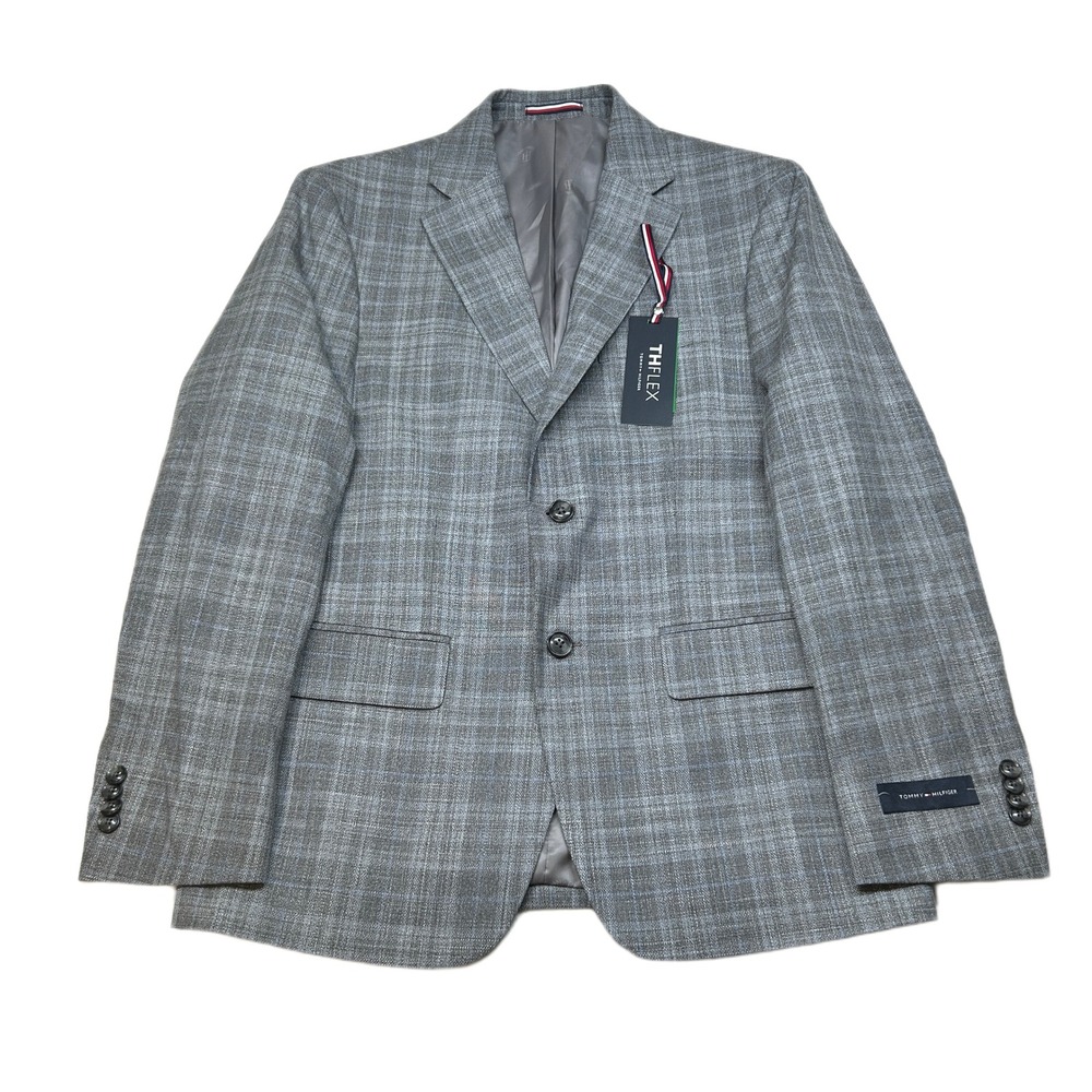 Tommy Hilfiger Modern-Fit Sport Coat‎ Mens 38S 38 Gray Plaid $295 NEW